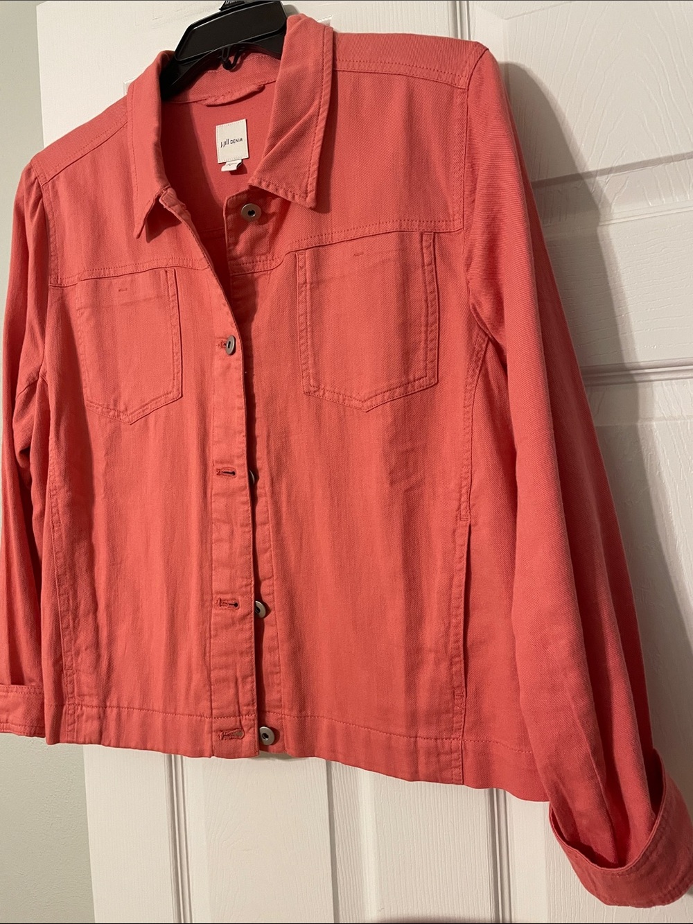J.Jill beautiful cotton/linen blend salmon color jacket w/2 side pockets